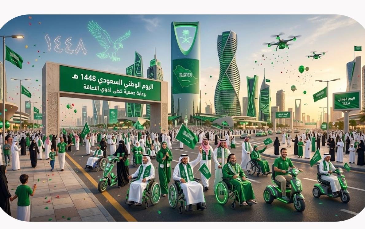 جمعية خُطى لذوي الإعاقة تهنئ القيادة الرشيدة والشعب السعودي بمناسبة اليوم الوطني الـ96 .